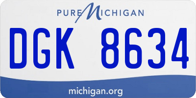 MI license plate DGK8634