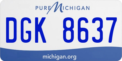 MI license plate DGK8637
