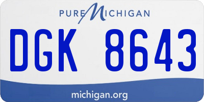 MI license plate DGK8643