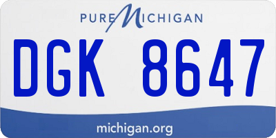 MI license plate DGK8647
