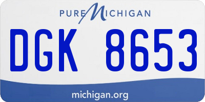 MI license plate DGK8653
