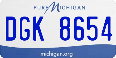 MI license plate DGK8654