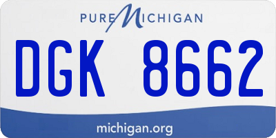 MI license plate DGK8662