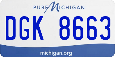 MI license plate DGK8663
