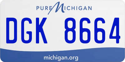 MI license plate DGK8664