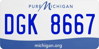 MI license plate DGK8667