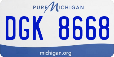 MI license plate DGK8668