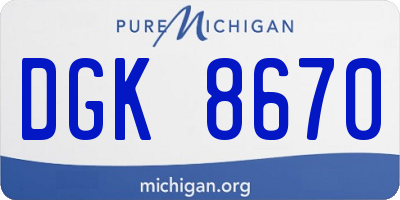MI license plate DGK8670
