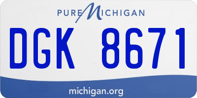 MI license plate DGK8671