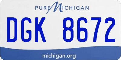 MI license plate DGK8672