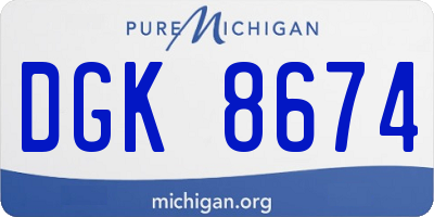 MI license plate DGK8674