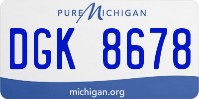 MI license plate DGK8678