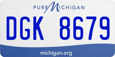MI license plate DGK8679