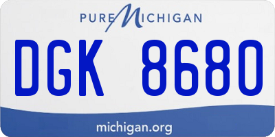 MI license plate DGK8680