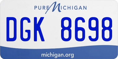 MI license plate DGK8698