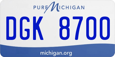 MI license plate DGK8700