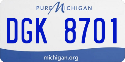 MI license plate DGK8701