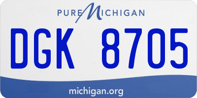 MI license plate DGK8705