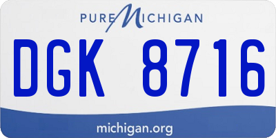 MI license plate DGK8716