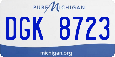 MI license plate DGK8723