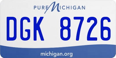 MI license plate DGK8726