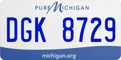 MI license plate DGK8729