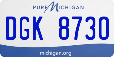 MI license plate DGK8730