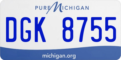 MI license plate DGK8755