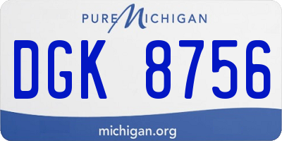 MI license plate DGK8756