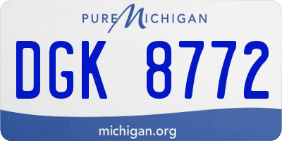 MI license plate DGK8772
