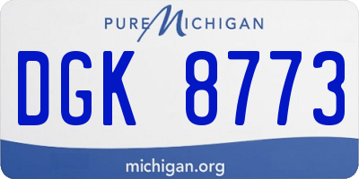 MI license plate DGK8773