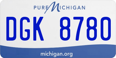 MI license plate DGK8780