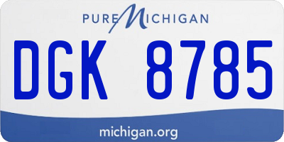MI license plate DGK8785