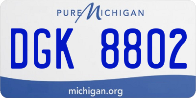 MI license plate DGK8802
