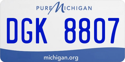 MI license plate DGK8807