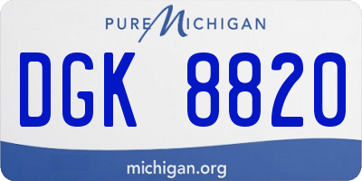 MI license plate DGK8820