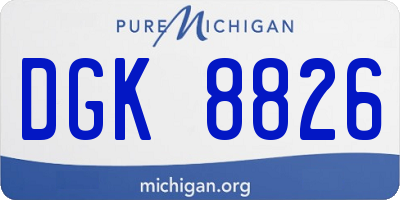 MI license plate DGK8826