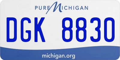 MI license plate DGK8830