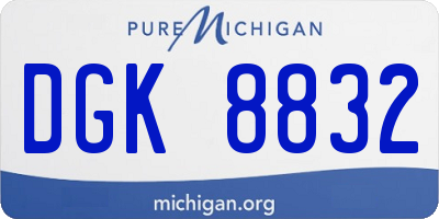 MI license plate DGK8832