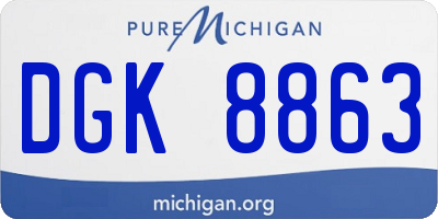 MI license plate DGK8863