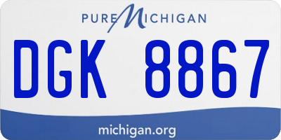 MI license plate DGK8867