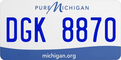 MI license plate DGK8870