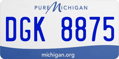MI license plate DGK8875
