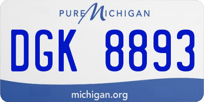 MI license plate DGK8893