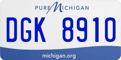MI license plate DGK8910
