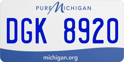 MI license plate DGK8920