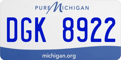 MI license plate DGK8922