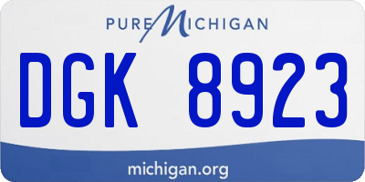 MI license plate DGK8923