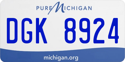 MI license plate DGK8924