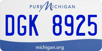 MI license plate DGK8925